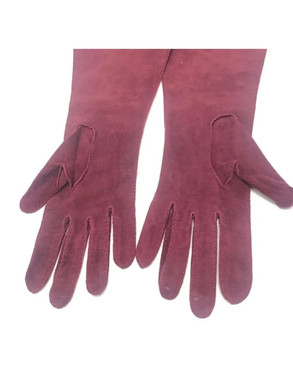 Chanel Gloves CC Logo Suede Wine